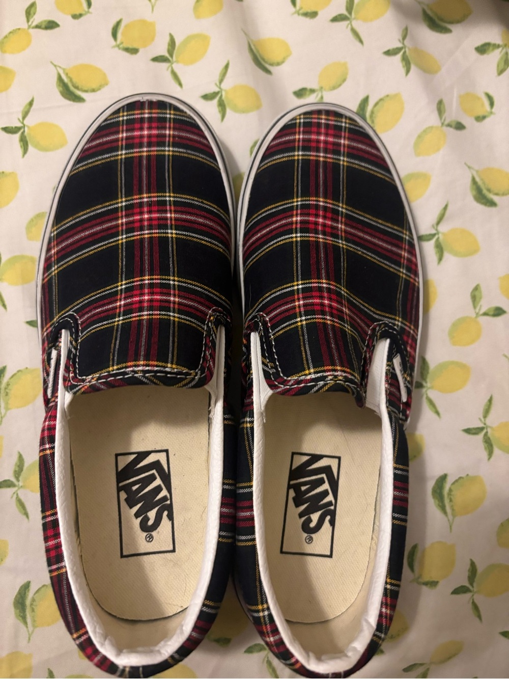 Vans Classic Slip-On Plaid Check Navy VN000EACBX9 Unisex Men 6 Women 7.5 EUC